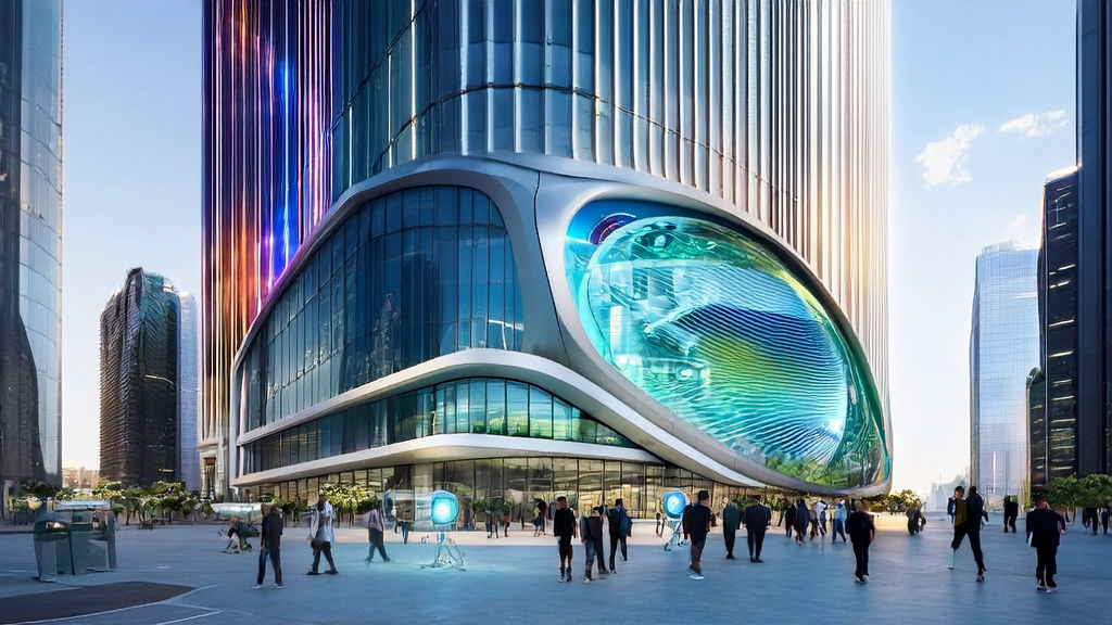 开放AI时代中的AI驱动客户获取解决方案，展示未来的科技与城市生活